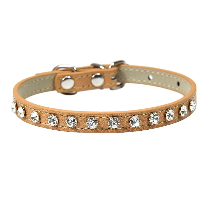 Luxury Rhinestone Rivets Cat Collar Leather Small Dog Collars Puppy Neck Strap for Kitten Accessories Wholesale / Dropshipping
