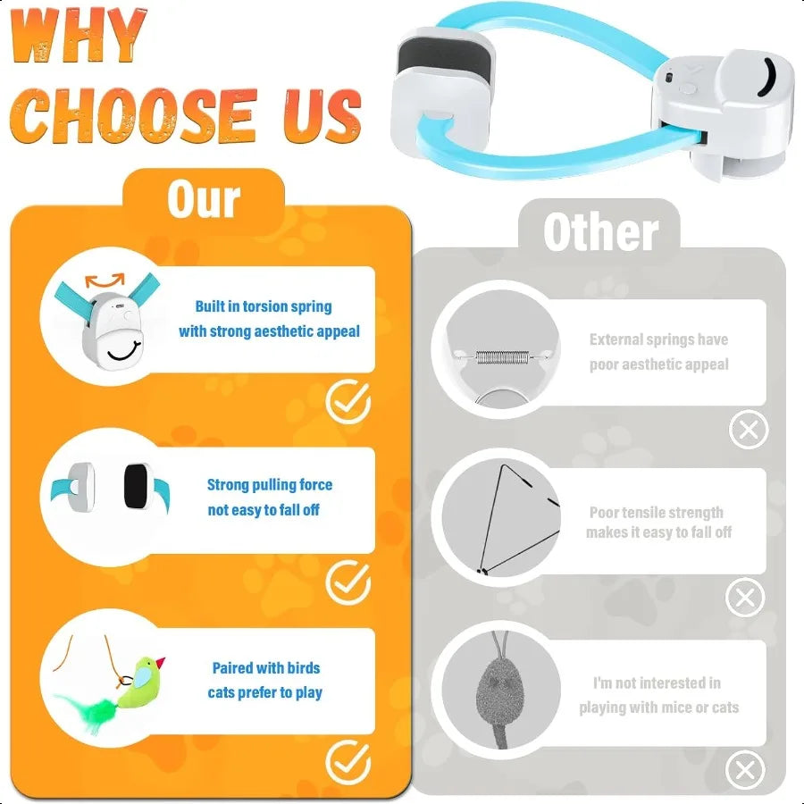 Interactive Cat Toys for Indoor Cats Automatic Electric Flying Bird Feather Wand Toy Best Kitten and Adult Cat Enrichment Toy H