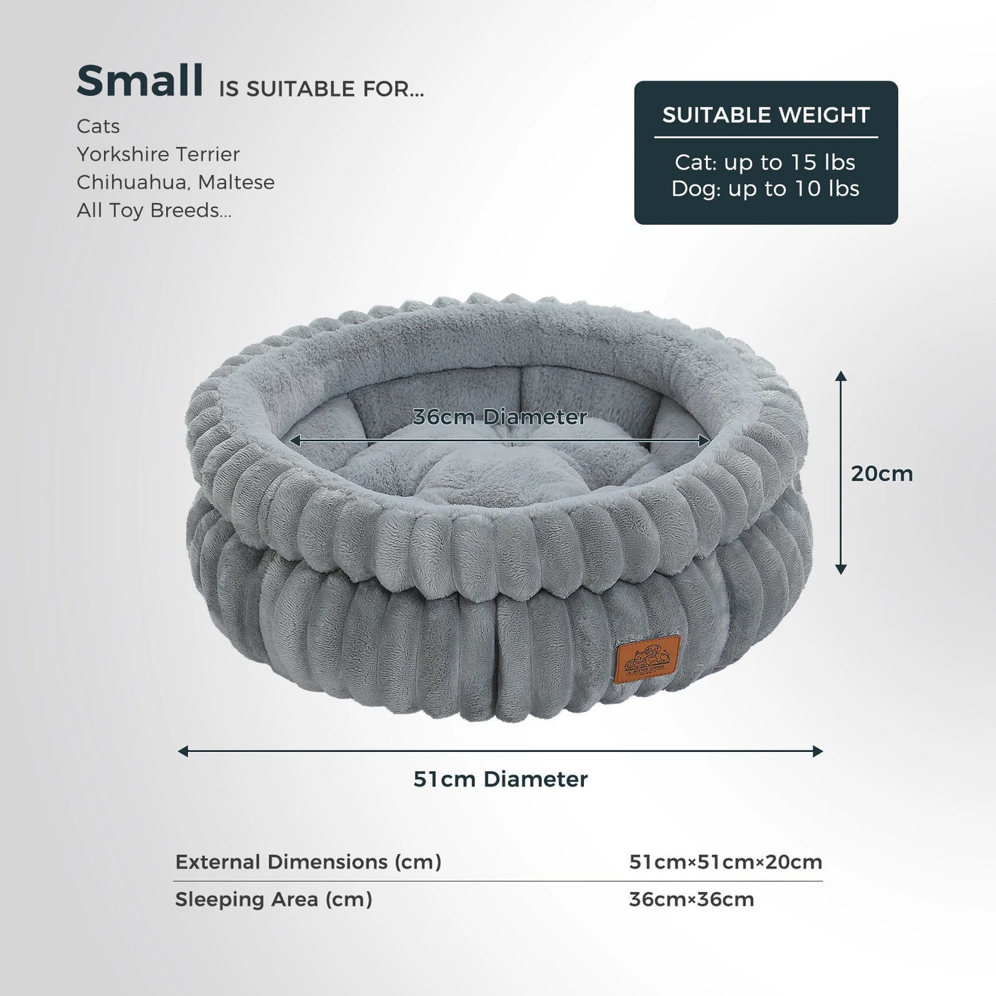 Dog Bed for Medium Dogs Cozy Cat Bed for Indoor Cats Washable Round Pet Bed House with Anti-Slip Bottom Suitable for All Seasons