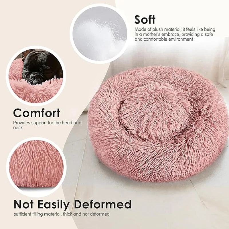Large 70cm Cat Bed Round Cat Nest Warm in Winter Super Soft Long Plush Machine Washable Non-Shedding Indoor Warm Sleeping Bed