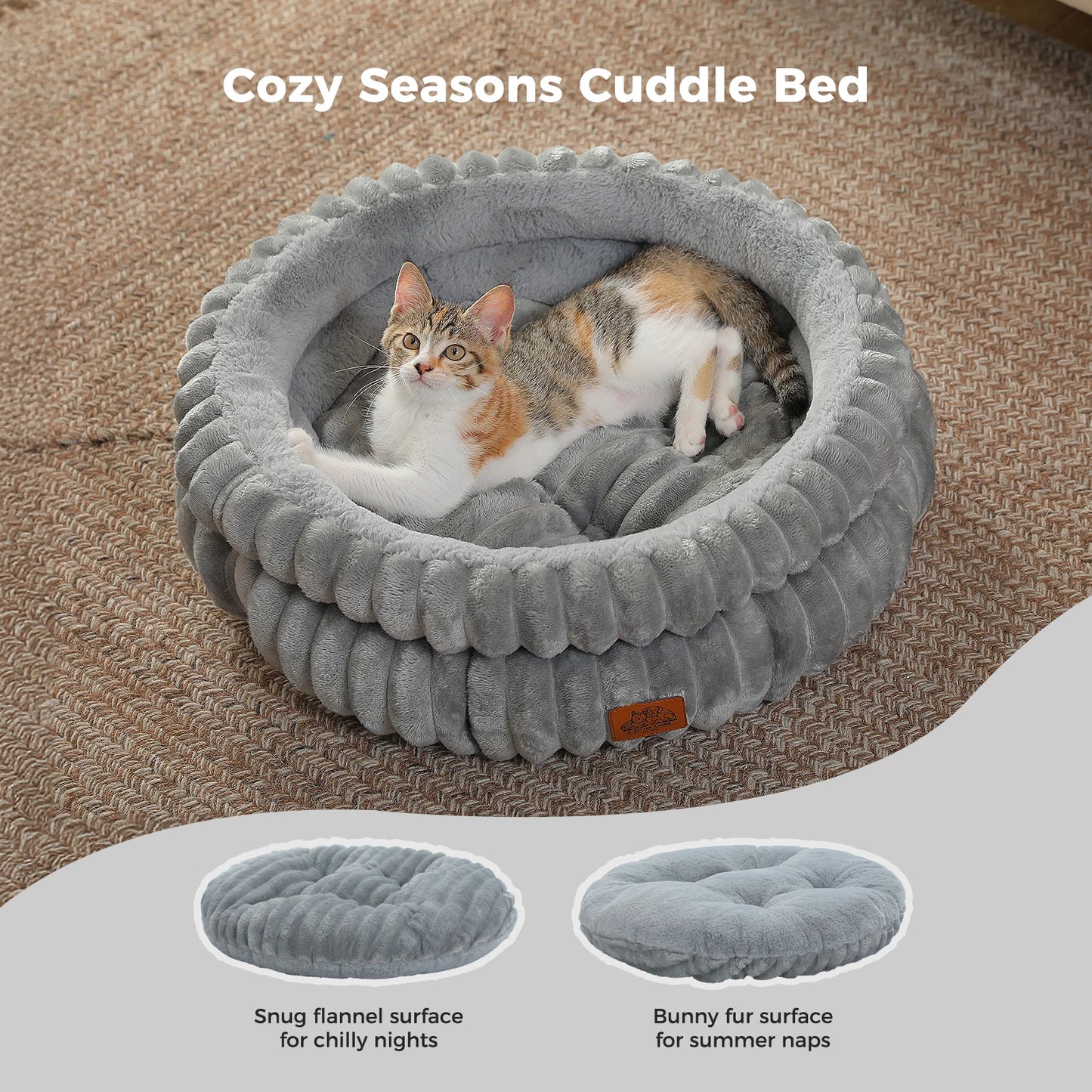 Dog Bed for Medium Dogs Cozy Cat Bed for Indoor Cats Washable Round Pet Bed House with Anti-Slip Bottom Suitable for All Seasons