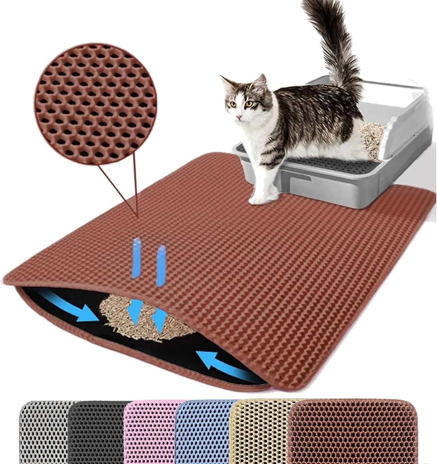Cat Litter Mat Double Layer Pet Non Slip Big Pet Litter Box Filter MatWear Resistant Waterproof Anti-slip Cat Litter Mat