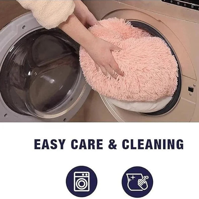 Large 70cm Cat Bed Round Cat Nest Warm in Winter Super Soft Long Plush Machine Washable Non-Shedding Indoor Warm Sleeping Bed