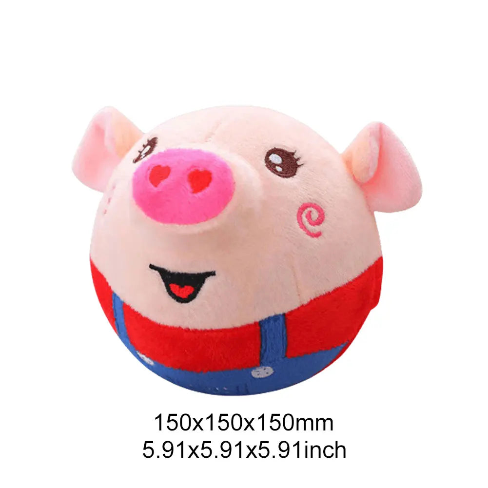 Cartoon Pig Active Moving Pet Plush Toy USB Rechargeable Interactive Dog Toys Pet Bouncing Balls for Dogs Cats