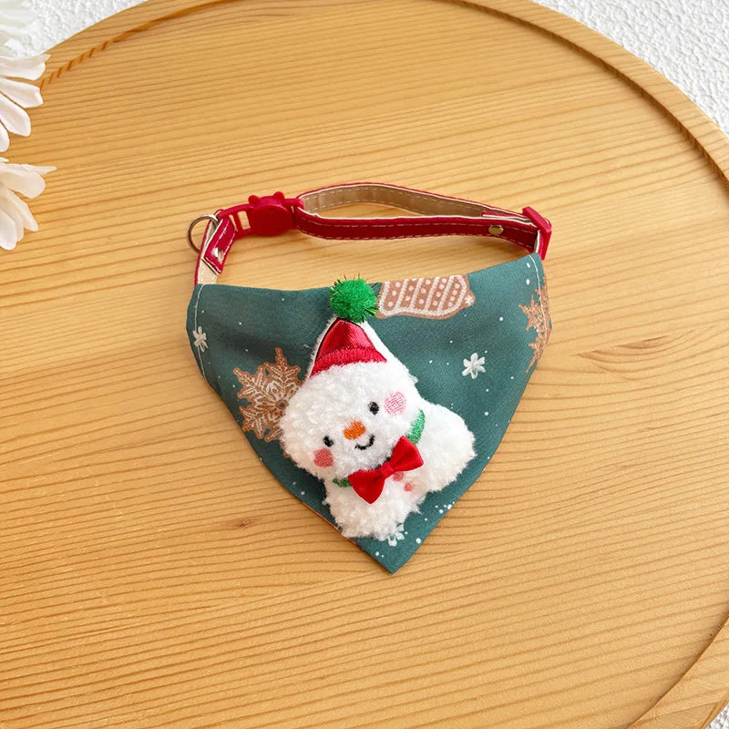 Cute Adjustable Christmas Dog Collar Dirt-resistant Christmas Decor Dog Bandanas Universal Soft Cat Collar Pet Scarf Decoration